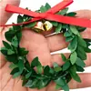 Nova Guirlanda de Folhas com Laço, Acessórios de Árvore de Natal com Sino, Decoração de Caixa de Presente de Natal, Pequena Guirlanda de Natal