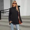 Amazon 2024 Europa y Estados Unidos comercio exterior transfronterizo otoño e invierno nuevo cuello alto holgado manga larga con abertura camiseta top mujer