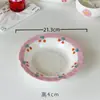 Conjunto de Louça Cor Cereja Sob Esmalte Cerâmica Doméstica Estilo Ins Alto Valor de Cor Prato Tigela Conjunto Completo Tigela de Sopa Premium