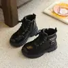 2026 Botas Versátiles Nuevas Otoño Invierno Niños Botas de Piel para Bebé Niñas Botas tipo Martin Zapatos Planos Estilo Británico Botas Cortas Casuales