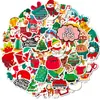 50 Pegatinas Navideñas de Graffiti Más Vendidas Transfronterizas Dibujos Animados de Papá Noel Árbol de Navidad Reno Pegatinas Decorativas Impermeables