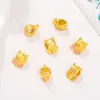 Pingente Ruyi Antigo com Gotejamento de Óleo Dourado, Pulseira de Contas, Acessórios para Joias DIY Ouro Areia Atacado