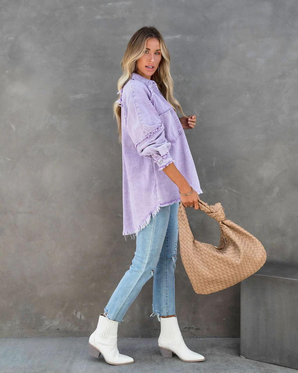 albertacottonfrayedshacketpurp
