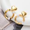 Pendientes de lujo con diseño de celebridades de Internet, bonitos pendientes de perlas con incrustaciones de gran círculo, de metal con colores de contraste brillante, al por mayor