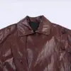 Exportación Transfronteriza Ropa de Mujer 2025 Otoño Estilo Europeo y Americano Solapa Manga Larga Chaqueta de PU Chaqueta de Béisbol Mujer E490206