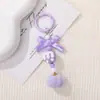 Nuevo colgante de lazo con pompón y cuentas, accesorio DIY para llaveros, charm de bolso hecho a mano lindo y adorable