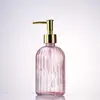 Botella de Lavado de Manos de Rayas Verticales de Alta Calidad, Vidrio Espeso, Botella Dispensadora Multifuncional para Loción y Gel de Ducha, Botella de Vidrio Resistente a la Humedad y al Calor