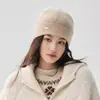 Gorro de Punto Canalé 100% Cachemir para Mujer Otoño Invierno Plegable Logo Pequeño Cálido Holgado Protección para las Orejas Versátil Sombrero de Lana