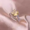 Anillo de Citrino Plata S925 Incrustación Exquisito Lujo Ligero Redondo Tesoro de Color Cristal Joyería de Mano Moda OL Fresco