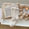 Calcetines largos de lana de visón para mujer, calcetines de dormir de otoño e invierno, calcetines cálidos de lana, calcetines para el suelo, calcetines de longitud media hasta la pantorrilla con forro polar y engrosados