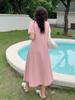 Vestido Casual de Cuello Polo con Lazo Verano Nuevo Talla Grande mm Casual Delgado Falda de Longitud Media 250386