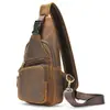 Bolso cruzado para hombre Bolso de hombro de cuero genuino Gran capacidad Bolso de pecho para hombre Bolso de mensajero casual simple de capa superior de cuero genuino de piel de vaca Bolso para hombre