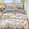 Conjunto de Roupa de Cama de Quatro Peças em Algodão Lavado Estilo Ins, Caxemira à Base de Plantas Escovada, Algodão Lavado de Nantong, Antibacteriano e Antimicrobiano