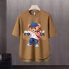 Camiseta de manga curta masculina Moda Marca Verão Manga Solta de Cinco Pontos 2024 Nova Internet Trendy Ins Simples Top Impresso