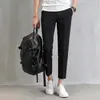 Pantalones de traje negros para hombre, corte recto slim fit de nueve puntos, casual, estilo coreano, modernos, pantalones de traje para hombre, modernos