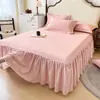 Novo modelo 2026 saia de cama de solteiro escovada 100% algodão, conjunto de peça única de três peças, conjunto de capa de edredom de quatro peças