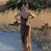 Novo Vestido Longo Amazon Primavera/Verão 2026 com Alças e Costas Abertas, Estampa de Leopardo Sexy e Elegante com Caimento Justo