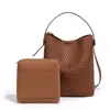 Bolsa Feminina Nova Transfronteiriça Primavera 2025 Couro Macio Totalmente Feita à Mão Grande Capacidade Bolsa Saco Vintage Bolsa Transversal