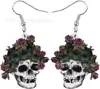 Brincos de Caveira de Açúcar Bonitos para Halloween Decoração de Cabeça de Caveira em Acrílico Presentes para Mulheres e Meninas