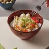 Tazón de Arroz de Cerámica con Color Bajo Cubierta Retro Francés, Vajilla de Porcelana para el Hogar, Tazones y Platos, Vajilla, Tazón de Arroz Horneado en Horno, Tazón para Fideos, Plato Plano, Plato para Comida Occidental