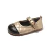 Sapatos Pequenos de Couro com Padrão de Diamante Estilo Chanel 2026 Primavera/Outono Nova Versão Coreana Sapatos de Princesa Floridos para Meninas Sapatos Mary Jane com Solado Macio