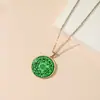 Collar Colgante de Vidrio Medalla Siete Ángeles Transfronterizo Europeo y Americano, No se Desvanece, No se Oxida, Moderno Collar Luminoso de Acero de Titanio