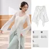 Otoño Invierno Clásico Danza Gasa Top Mujer Cuello en V Volante Manga de Campana Elegante Figura Fluida como de Hada Top de Práctica de Danza