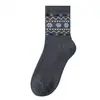 Calcetines de Algodón Puro para Mujer Estilo Étnico Fair Isle de Media Pantorrilla Retro Antibacterianos Resistentes al Olor Versátiles Calcetines Largos Fábrica de Origen