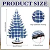 Nuevo Producto Árbol de Navidad a Cuadros Azules Adorno de Escritorio de Madera Artesanía de Madera Atmósfera Invernal Adorno Pequeño