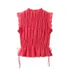 Transfronterizo 2026 Nuevo Verano Top con Volantes de Cuadros Pequeños 3564-105 Pantalones 3564-106 Conjunto