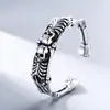 Pulseira de Prata 925 Caveira Atacado Masculina Aberta Ajustável Prata Tailandesa Retrô Tendência Punk Joia Antiga