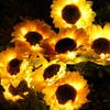 Lámpara solar de girasol para césped, patio, paisaje, jardín, ambiente, poste de acero inoxidable