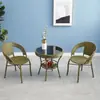 Conjunto de Mesa e Cadeiras de Chá para Varanda Conjunto de Três Peças Mesa de Café Mesa Novas Cadeiras Pequenas Mesa Redonda Pequena Cadeiras Redondas Imitação de Rattan