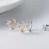 Brincos Nalan de Prata S925 Estilo Coreano Flor de Trevo de Quatro Folhas Simples com Embelezamento de Diamante, Luxo Leve, Atmosfera Fresca, Estilo Elegante, Modelo M08548