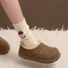 Zapatos de Algodón para Nieve Antideslizantes de Suela Gruesa con Lunares Retro para Mujer 2026 Nuevos de Invierno Aumentadores de Altura Aterciopelados Espesos Zapatos Bochen