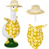 Novo conjunto de ganso para animais de estimação transfronteiriço em estilo pastoral com chapéu de palha, conjunto de ganso com margaridas amarelas e verdes [Personalizado]