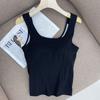 Camisola con Costuras Blancas Cubierta Interior para Mujer Espalda Bella Base Corta Top de una Pieza con Almohadilla en el Pecho Ropa Exterior para Mujer