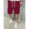 Novedad de Verano Pantalones Cortos Casuales de Múltiples Bolsillos para Hombre Color Sólido Pantalones de Hombre para Hombre
