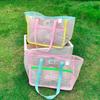 Bolsa de Mão Personalizada Menina Verão Mesh Viagem Bolsa de Ombro Dobrável Viagem Bolsa de Praia Bolsa Jelly