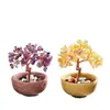 Base de posavasos de árbol de cristal natural, árbol de la fortuna con virutas de cristal amarillo, árbol del dinero, decoración de fortuna para el hogar y la oficina, venta al por mayor