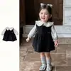 Vestido Básico Simples Estilo Coreano para Bebê Menina Outono 2026 Dividido Duas Peças Vestido Princesa Outono para Bebê