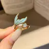"Cola de Pez Luz Radiante" Zircón Goteo de Aceite Anillo Abierto de Cola de Pez Redondo, Joyería de Diseño Versátil de Gama Alta de Nicho