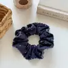 Goma para el pelo de tela estilo coreano con lunares y encaje para niñas de principios de otoño, diadema ancha de corona alta, accesorio para coleta, goma para el pelo