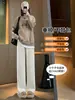 Pantalones blancos de chenilla de pierna ancha para mujer, nuevo estilo primavera y otoño 2026, forrados de felpa, corte recto ajustado, tiro alto, aptos para petite, pantalones suaves