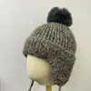 Bonito Sombrero Orejeras a Prueba de Frío Versátil Adelgazante Sombrero Ushanka Tejido de Lana con Bola de Lana Sombrero de Lana para Mujer Otoño/Invierno Engrosado Cálido