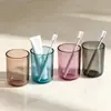 Vaso de Plástico para Cepillo de Dientes, Vaso para Enjuague Bucal, Vaso para Cepillo de Dientes para Dormitorio Estudiantil, Portacepillos de Dientes y Artículos de Tocador, Portacepillos de Dientes Transparente