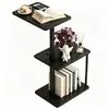 Mesa Auxiliar Ajustable Estilo Nórdico Personalizada con Arte en Hierro y Madera, Estantes de Almacenamiento Multinivel para Sala de Estar y Dormitorio, Mesa de Café Pequeña para Espacios Estrechos