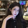Gafas Rimless de Celebridad de Internet Puro Deseo para Mujeres Sin Maquillaje, Aptas para Miopía, Disponibles con Graduación, Montura Pequeña Cuadrada de Alambre Dorado, Montura de Gafas Sencilla para Hombres