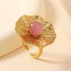Anillo de Flor Fundido Estilo Palacio Francés para Mujer, Anillo Abierto Retro de Alta Gama con Gemas, Joyería de Acero Inoxidable de Lujo Accesible