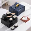 Olla de Cerámica Negra con Asa Lateral Set de Té para Viaje en Coche Lujo Ligero Taza de Té Portátil Caja de Almacenamiento Exterior Bolsa Set de Té Kung Fu